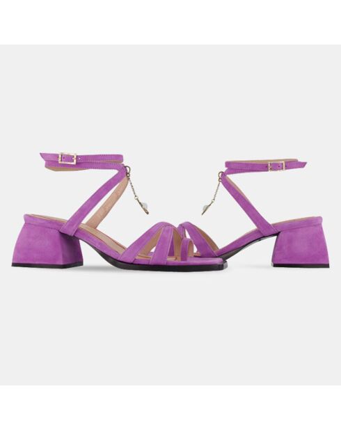 Sandales en Velours de Cuir violettes - Talon 5 cm