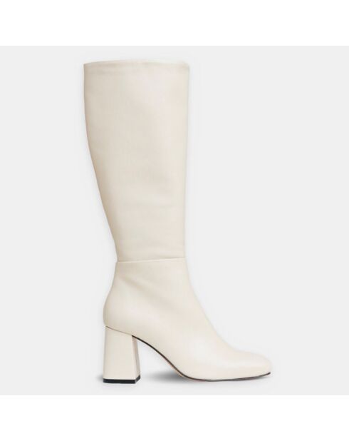 Bottes en Cuir Quintana écrues - Talon 7 cm