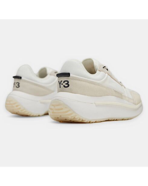 Y-3 Ajatu Run wit/beige sneakers van leer en textiel