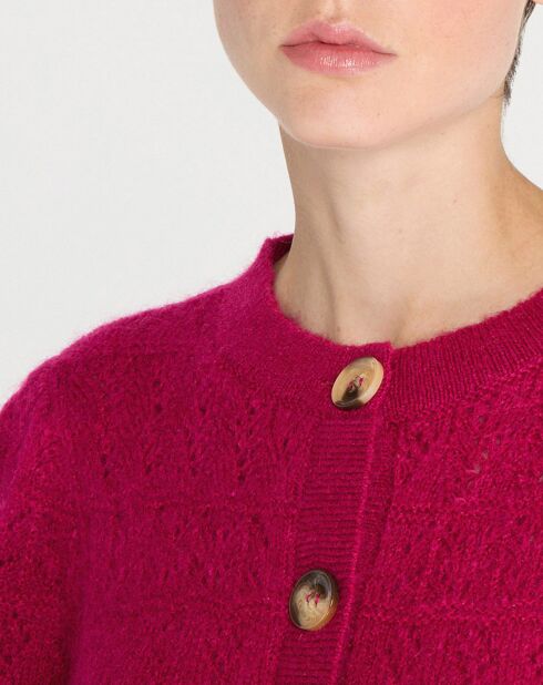 Roze vest van een mix van mohair en wol van Jules