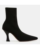 Bottines en maille Ran noires - Talon 7 cm