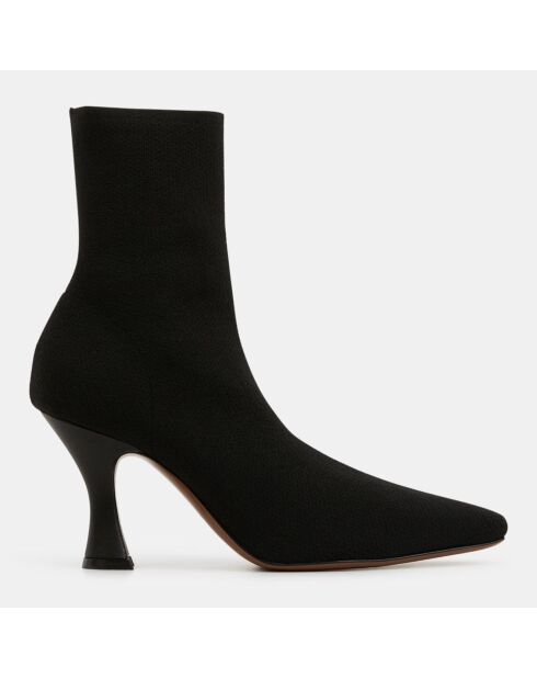 Bottines en maille Ran noires - Talon 7 cm