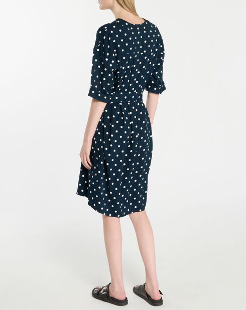 Robe Badam à pois bleu/blanc