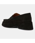 Mocassins en Velours de Cuir noirs - Talon 5.5 cm