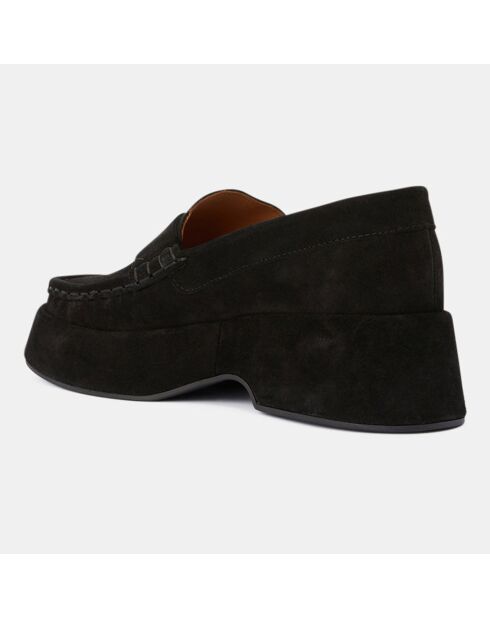 Mocassins en Velours de Cuir noirs - Talon 5.5 cm