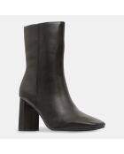 Bottines en Cuir talon bout carré noires - Talon 7 cm