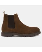 Chelsea boots semelle crantée marron taupe