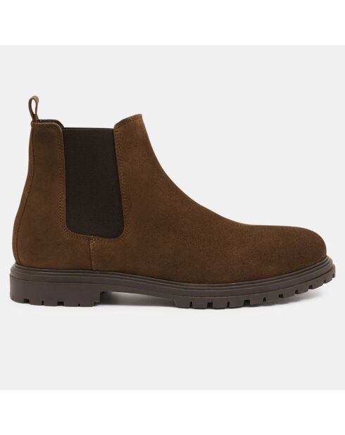 Chelsea boots semelle crantée marron taupe