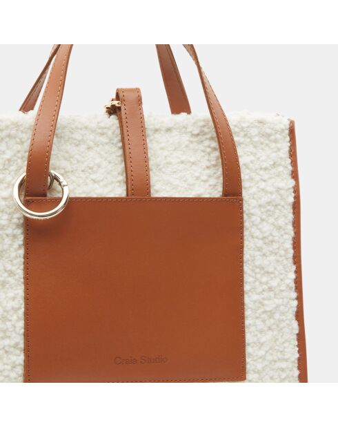 Sac cabas en Laine & Cuir Petit Dessin blanc 24x24x11 cm