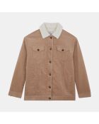 Veste en Velours de coton Fadela intérieur fourré beige