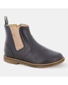 Bottines en Cuir façon chelsea City Jodzip bleu marine