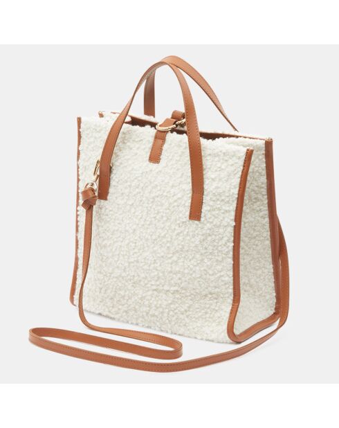 Sac cabas en Laine & Cuir Petit Dessin blanc 24x24x11 cm