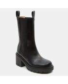 Chelsea Boots en Cuir Mid noires - Talon 8 cm