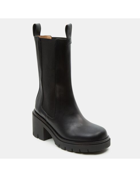 Chelsea Boots en Cuir Mid noires - Talon 8 cm