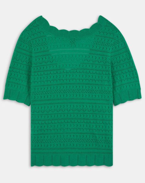 Top/Pull en maille ajourée Amar vert