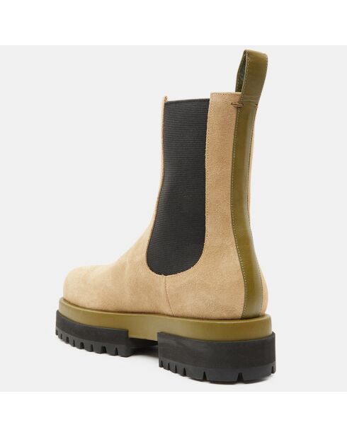 Chelsea Boots en Velours de Cuir Augusta beige clair