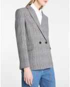 Veste blazer Rune double boutonnage imprimé Pince de Galles gris/noir