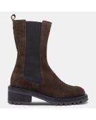 Chelsea Boots en Velours de Cuir marron - Talon 5.5 cm