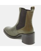 Chelsea boots en Cuir vert kaki - Talon 5 cm