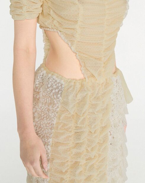 Robe longue extensible Ruched Cut Out écrue