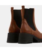 Chelsea boots en Cuir camel - Talon 6 cm