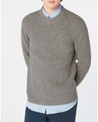 Pull en Laine & Cachemire Poterond col rond gris clair