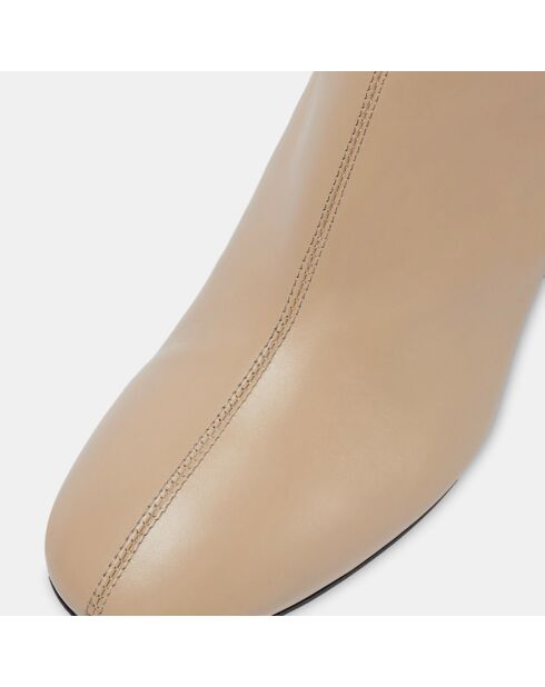 Bottes en Cuir Ariana beige clair - Talon 7.5 cm