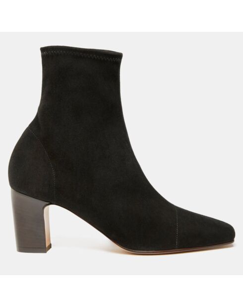 Bottines en Velours de Cuir Jyll noires - Talon 6.5 cm