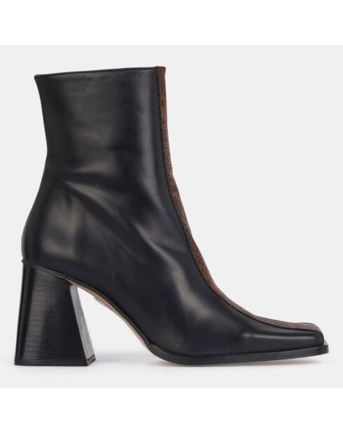 Bottines en Cuir South noir/marron - Talon 8 cm