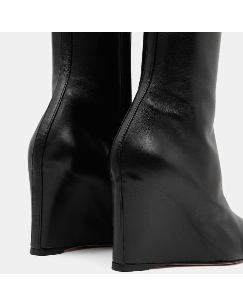 Frankie zwarte leren laarzen met sleehak van 9 cm