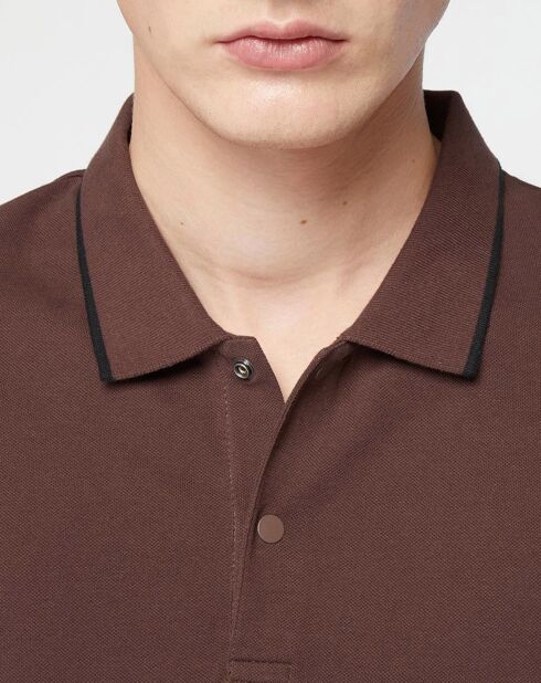 Polo slim en Coton bio Doslim marron foncé