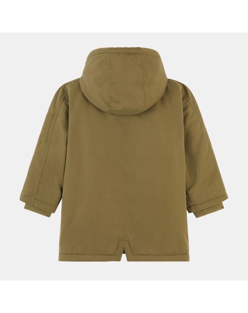 Parka droite à capuche Tom intérieur fourré vert kaki