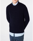 Pull en Laine & Cachemire Poterond col rond bleu marine