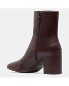 Bottines en Cuir talon détail rouge bordeaux - Talon 7 cm