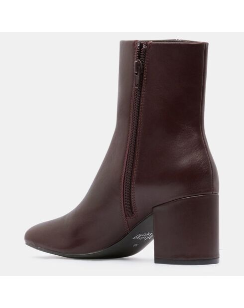 Bottines en Cuir talon détail rouge bordeaux - Talon 7 cm