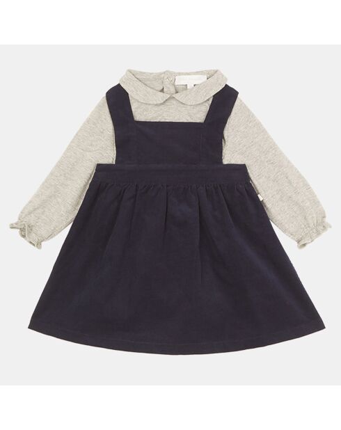 Robe & T-Shirt en coton Paloma bleu/gris