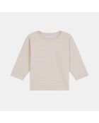 T-Shirt Marinière en coton bio Obea écru/rose