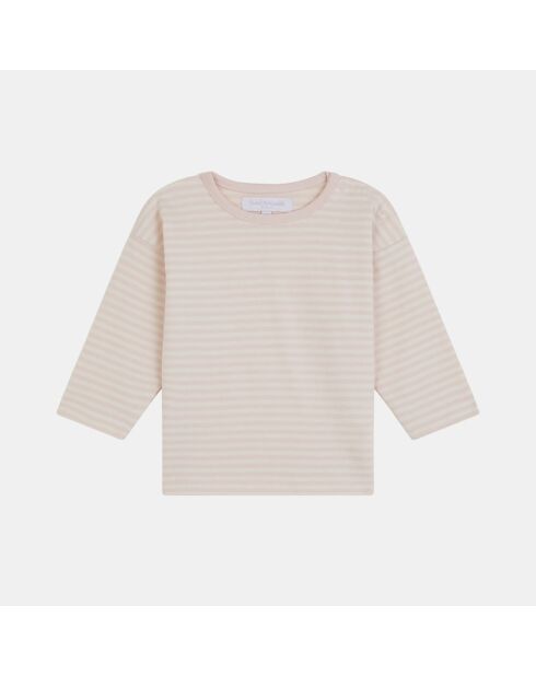 T-Shirt Marinière en coton bio Obea écru/rose
