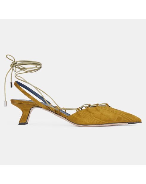 Slingbacks Pointu Talon Lacets dorées - Talon 5 cm