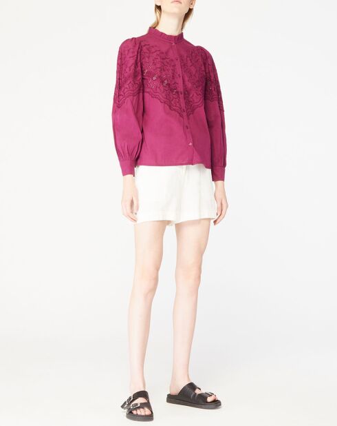 Chemise Broderies rose