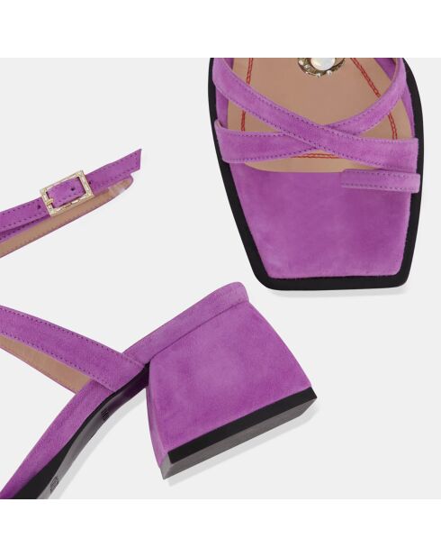 Sandales en Velours de Cuir violettes - Talon 5 cm