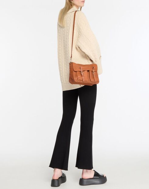 Sac cartable réversible en Cuir Mini Maths marron 20x25x9 cm