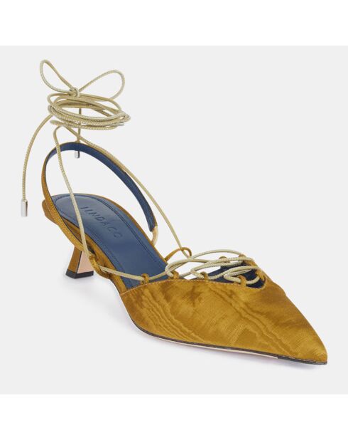 Slingbacks Pointu Talon Lacets dorées - Talon 5 cm
