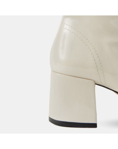 Bottines en Cuir verni Cass beiges - Talon 6 cm
