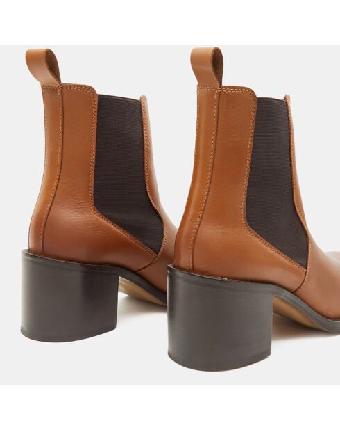 Chelsea boots en Cuir camel - Talon 5 cm