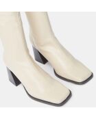 Bottines Stretch bout carré beiges - Talon 9 cm