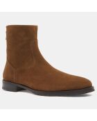 Bottines en Velours de Cuir Santiago marron