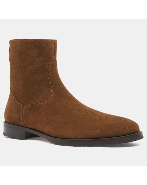 Bottines en Velours de Cuir Santiago marron