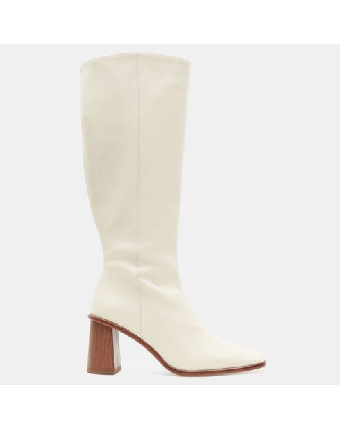 Bottes en Cuir East écrues - Talon 7.5 cm