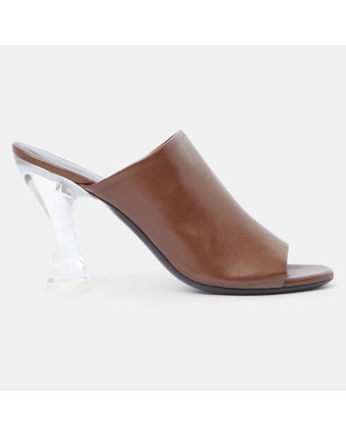 Braune Lederpantolette Luz - 10 cm Absatz